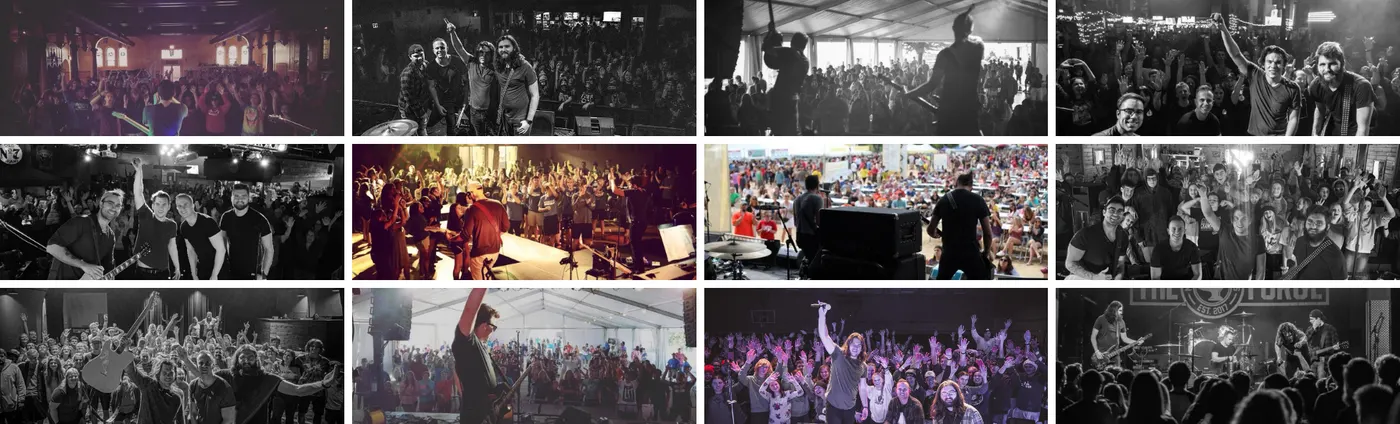 Collage of 4th Point concerts and crowds